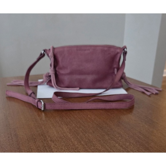 Lucky Brand Erma Crossbody Fringe Leather Purse Hobo Hippie Pink Decco Rose - Picture 12 of 14